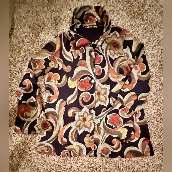 Michael Tyler Collection Patterned Button-Front Women's Jacket - Multicolor - Picture 8 of 13